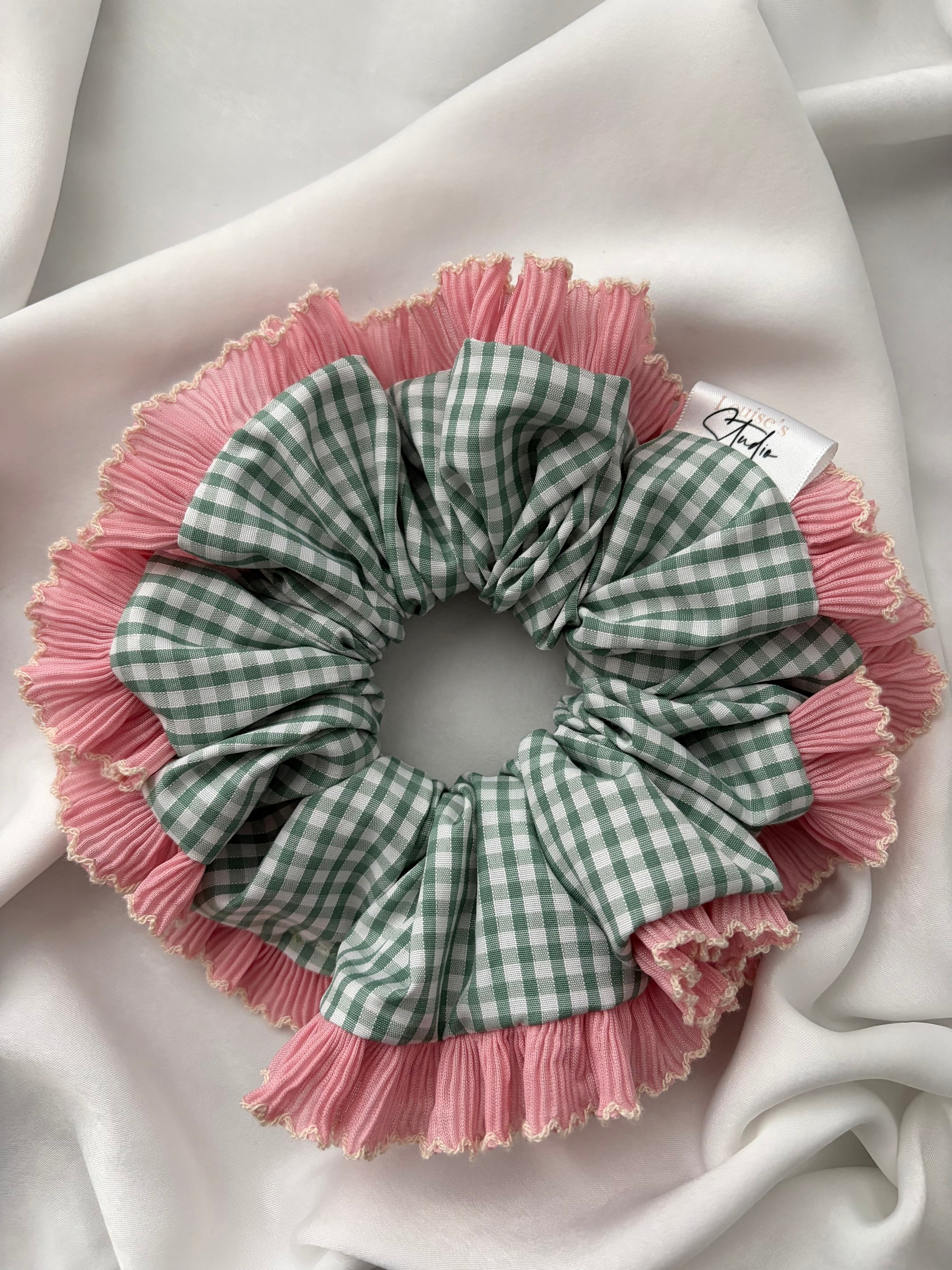 Pink Iced Matcha Scrunchie