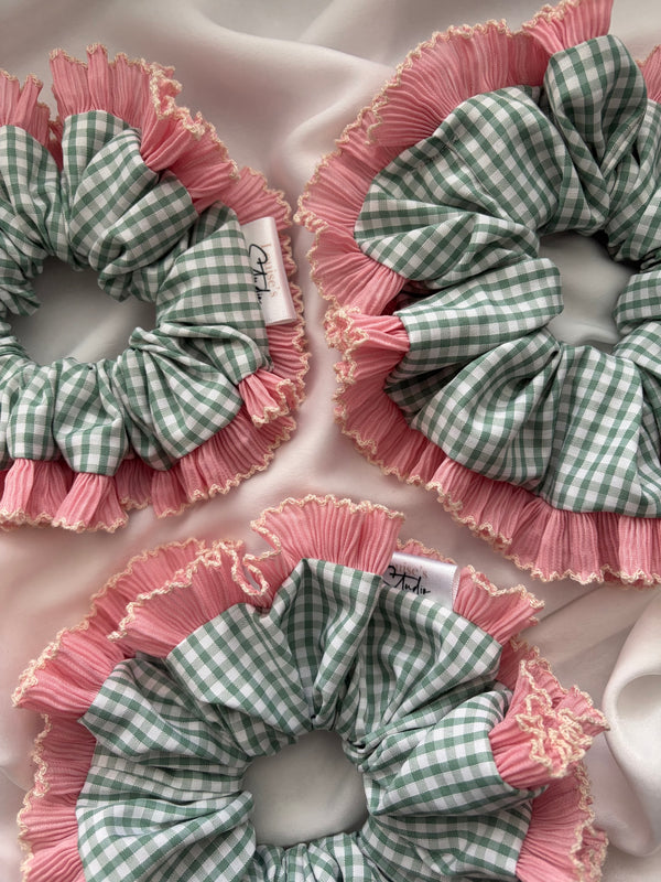 Pink Iced Matcha Scrunchie